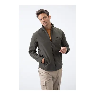 TOMMYLIFE Haki Fermuarlı Dik Yaka Su ve Rüzgar Geçirmez Softshell Erkek Mont - 88050