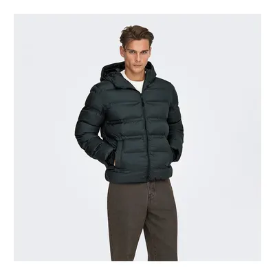 Only&Sons Union Seamless Life Puffer Erkek Siyah Kapüşonlu Mont