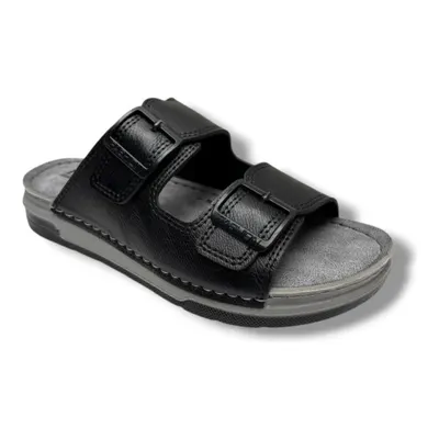 Enova M253-0202-26 Deri Anatomik Soft Çift Bant Erkek Terlik