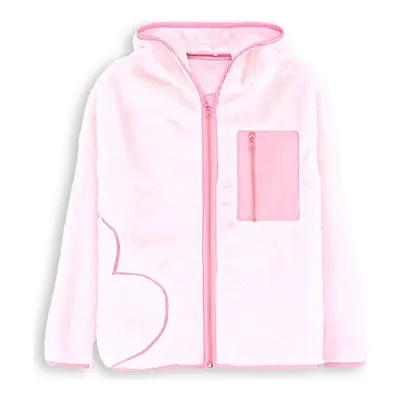 Denokids Kalp Cepli Kız Çocuk Pembe Peluş Mont