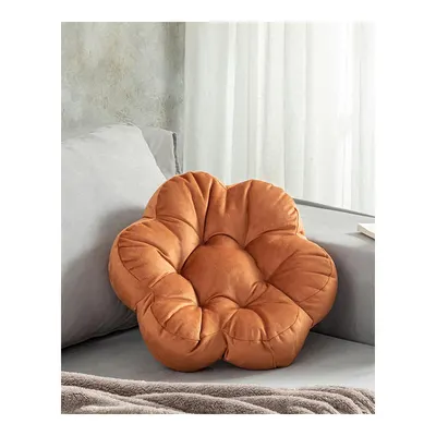 Blossom Kadife Dekoratif Kırlent 40 cm Yanık Portakal