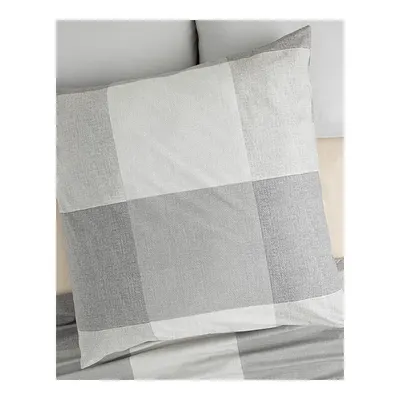 Textured Plaid Pamuklu Tekli Yastık Kılıfı Gri