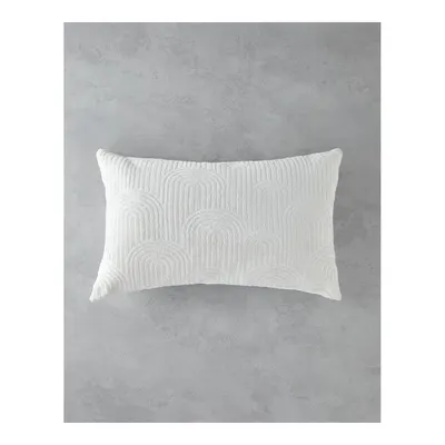 Deluxe Jakarlı Dekoratif Kırlent 35x55 cm Ekru