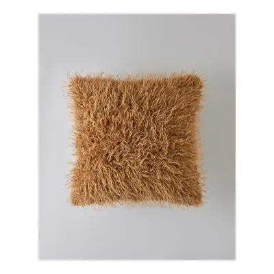 Fluffy Pelüş Kırlent Kılıfı 45x45 cm Açık Kahverengi