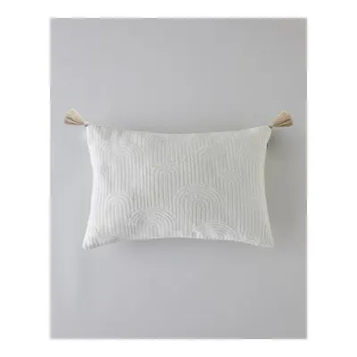 Deluxe Jakarlı Dekoratif Kırlent 35x55 cm Krem