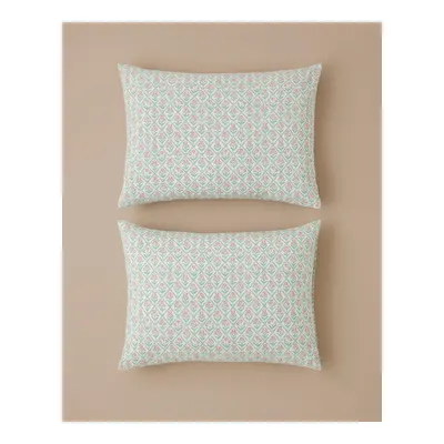 Bloom Crest Kolay Ütülenir 2'li Yastık Kılıfı 50x70 cm Yeşil