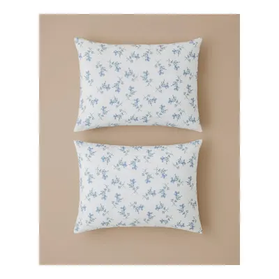 Blue Spring Kolay Ütülenir 2'li Yastık Kılıfı 50x70 cm Mavi