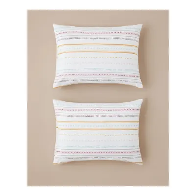 Sweet Stripes Kolay Ütülenir 2'li Yastık Kılıfı 50x70 cm Pembe