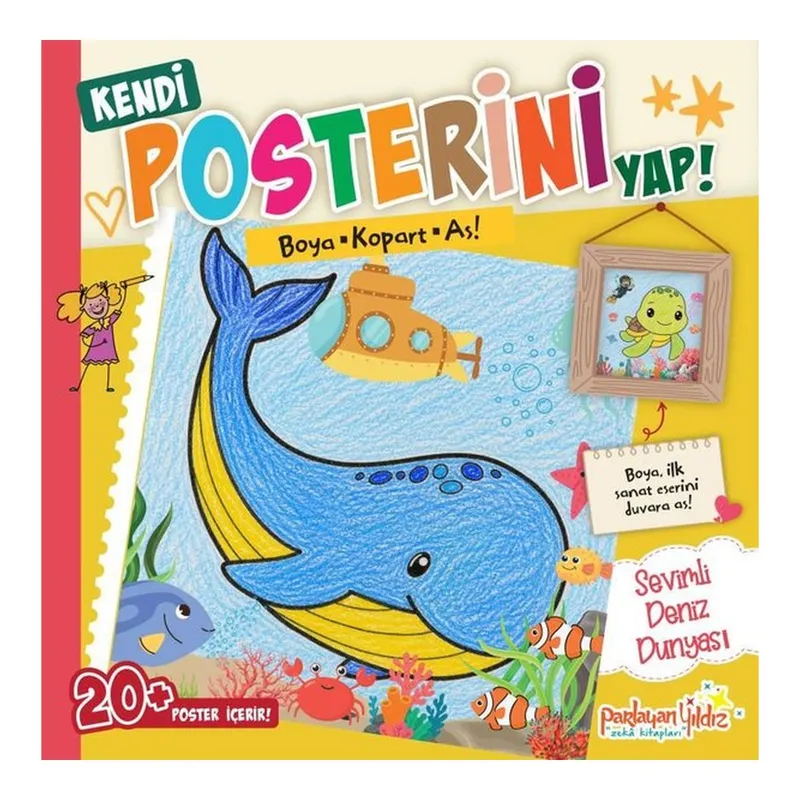 Kendi Posterini Yap! Sevimli Deniz Dünyası - Boya Kopart As!, görsel 1