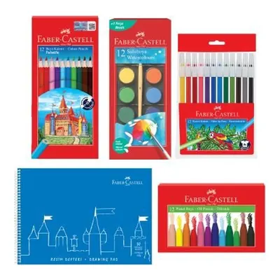 Faber-Castell Boyama Seti ve Resim Defteri 25x35