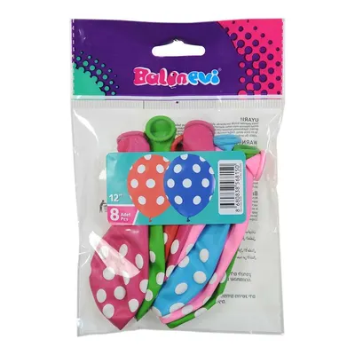 Balonevi Puantiye Baskılı Karışık Balon 8li