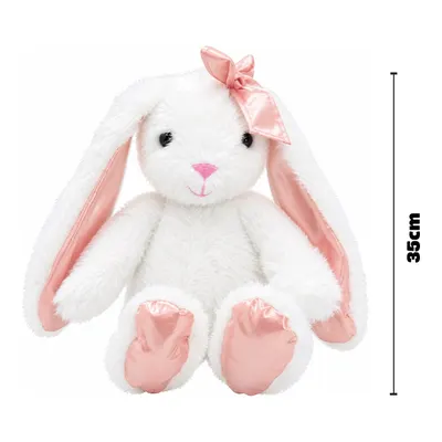 Petrichor Pembe Fiyonklu Beyaz Peluş Tavşan 35 Cm