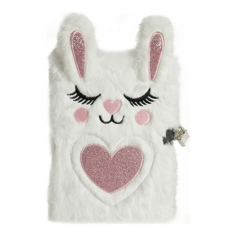 Retro Kilitli Peluş Loli Defter, görsel 1