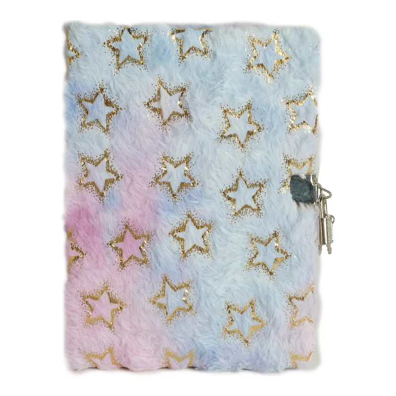 Retro Kilitli Peluş Stars Defter, görsel 1