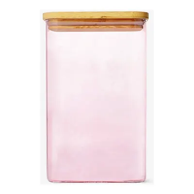 Bambu Kapaklı Pembe Cam Saklama Kabı 1,7 L