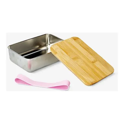 Bambu Kapaklı Çelik Pembe Yemek Kabı