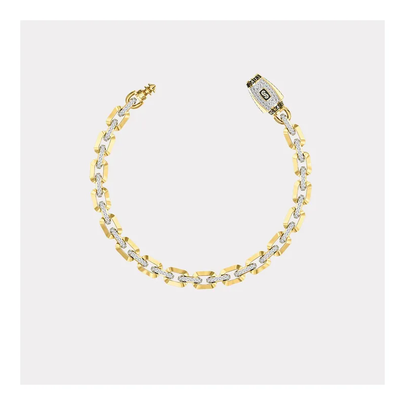 Monaco Chain Sarı Altın Taşlı Bileklik - 6,00 mm, görsel 1
