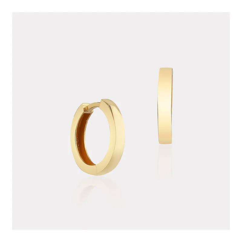 Sarı Altın Halka Küpe - Çap 1,4 cm, görsel 1
