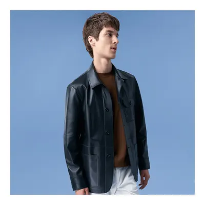 Achak Siyah Erkek Blazer Deri Ceket