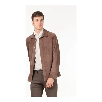 Vizon Regular Fit Kelebek Yaka Deri Mont