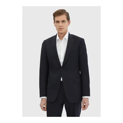 Lacivert Desenli Regular Fit %100 Yün Takım Elbise