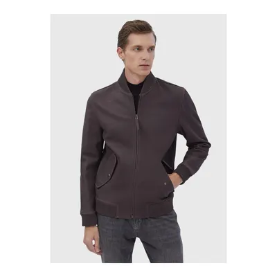 Bordo Regular Fit Dik Yaka Deri Mont