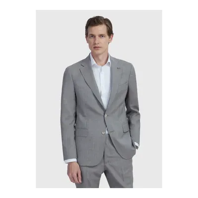 Vizon Kareli Zeroweight Slim Fit %100 Yün Takım Elbise
