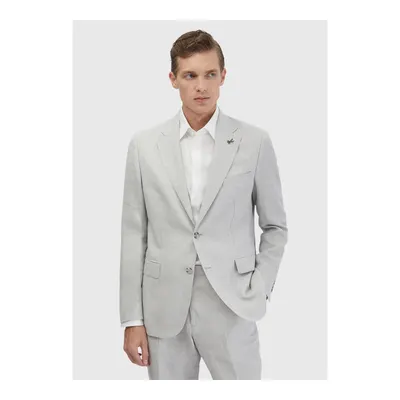 Açık Gri Zeroweight Slim Fit Yün Karışımlı Takım Elbise