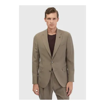 Açık Kahve Düz Zeroweight Slim Fit Takım Elbise