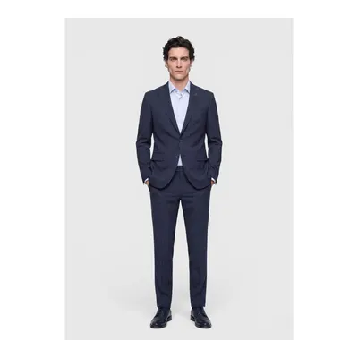 Lacivert Mikro Modern Fit %100 Yün Takım Elbise
