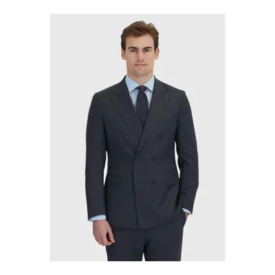 Antrasit Çizgili Zeroweight Slim Fit %100 Yün Takım Elbise
