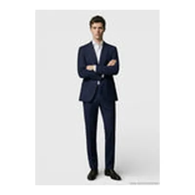 Lacivert Kareli Zeroweight Slim Fit %100 Yün Takım Elbise
