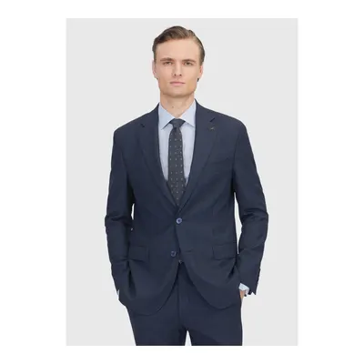 Lacivert Desenli Zeroweight Slim Fit %100 Yün Takım Elbise