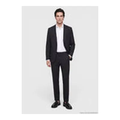 Siyah Mikro Modern Fit Yün Karışımlı Takım Elbise