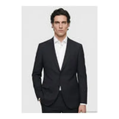 Siyah Çizgili Zeroweight Slim Fit %100 Yün Takım Elbise