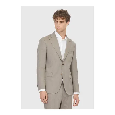 Vizon Desenli Zeroweight Slim Fit Yün Karışımlı Takım Elbise