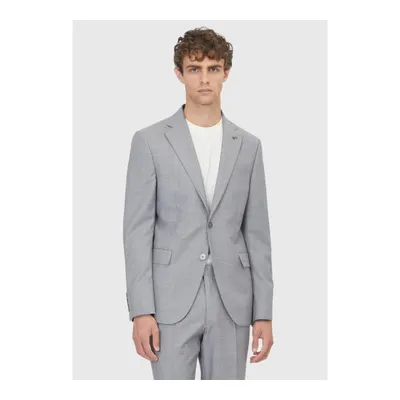 Gri Düz Modern Fit %100 Yün Takım Elbise