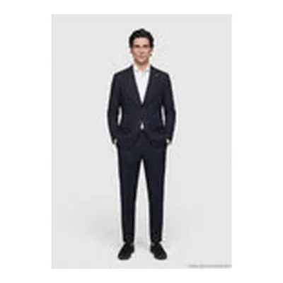 Lacivert Düz Zeroweight Slim Fit Keten Karışımlı Takım Elbise