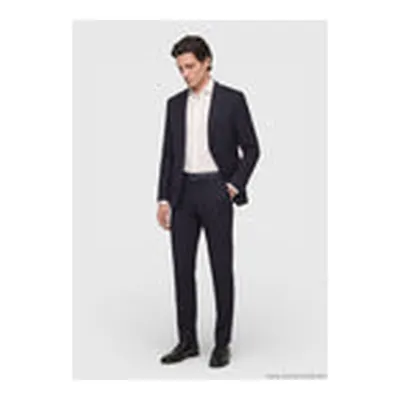 Siyah Çizgili Zeroweight Slim Fit %100 Yün Takım Elbise