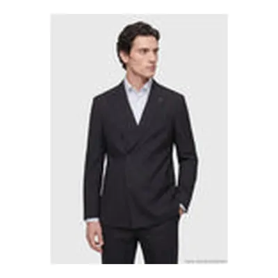 Siyah Düz Relaxed Fit %100 Yün Takım Elbise