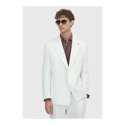 Ekru Düz Zeroweight Slim Fit %100 Keten Takım Elbise