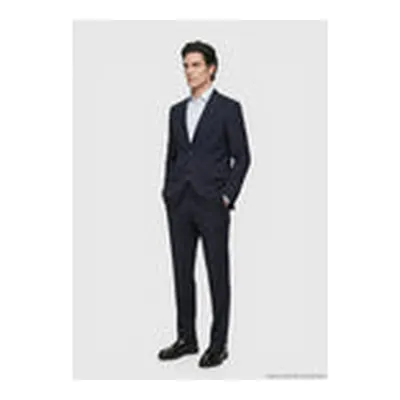 Koyu Lacivert Düz Zeroweight Slim Fit Yün Karışımlı Takım Elbise