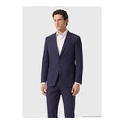 Açık Lacivert Kareli Zeroweight Slim Fit %100 Yün Takım Elbise