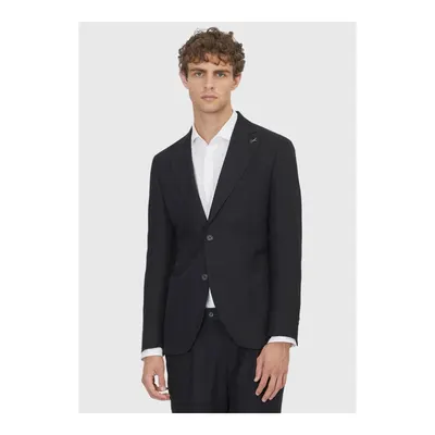 Siyah Düz Zeroweight Slim Fit Keten Karışımlı Takım Elbise