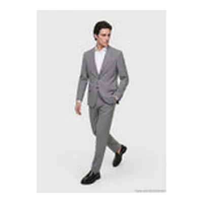 Gri Çizgili Zeroweight Slim Fit %100 Yün Takım Elbise