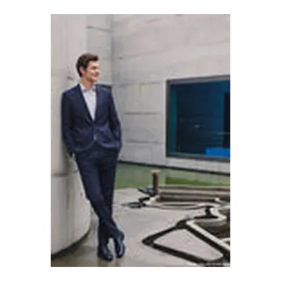 Lacivert Desenli Modern Fit Yün Karışımlı Takım Elbise