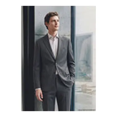 Koyu Gri Mikro Modern Fit Yün Karışımlı Takım Elbise