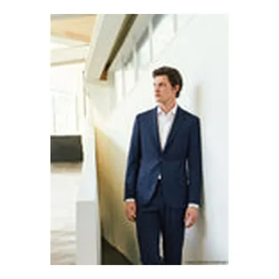 Lacivert Kareli Modern Fit Yün Karışımlı Takım Elbise
