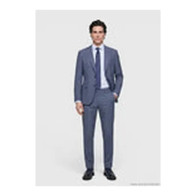 Lacivert Düz Zeroweight Slim Fit Yün Karışımlı Takım Elbise