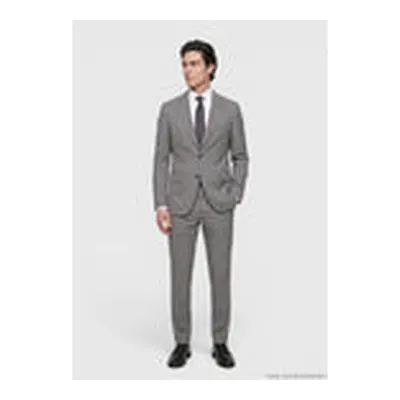 Koyu Gri Düz Zeroweight Slim Fit Yün Karışımlı Takım Elbise